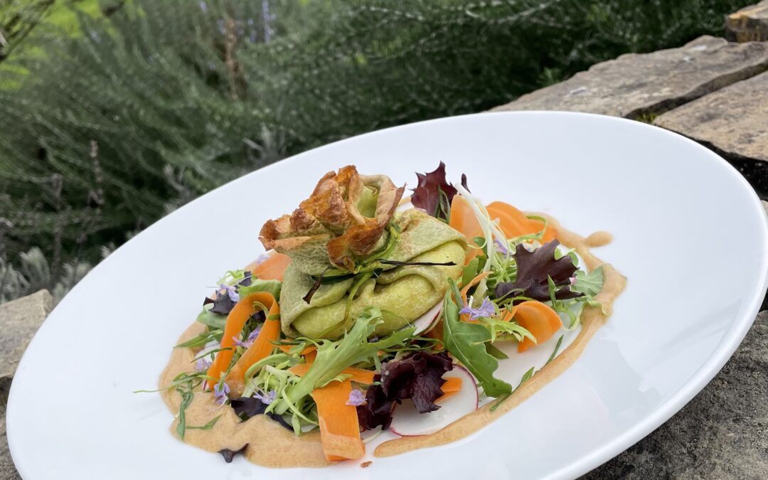 Herbed “Beggar’s Purses” with Asparagus & Goat Cheese