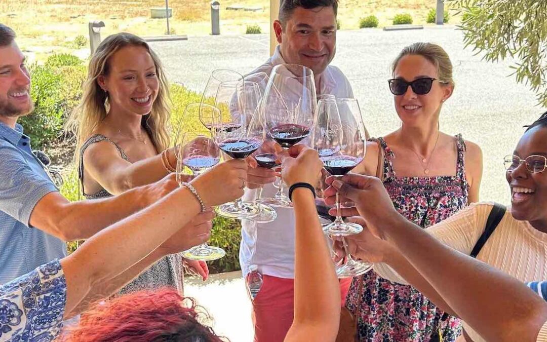 Group toss the wine