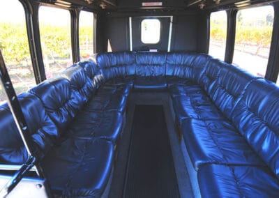 seats inside of tour bus