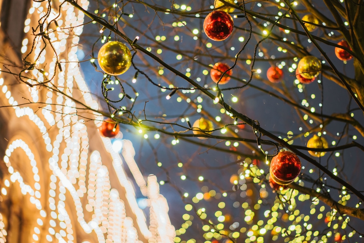 christmas lights and ornaments