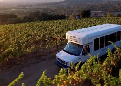 tour bus with vineyards