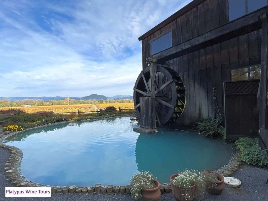 winery building with water around