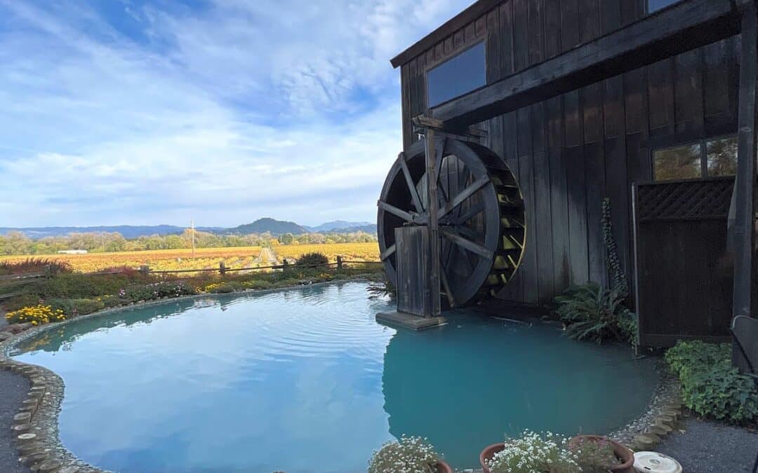 winery building with water around